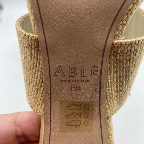 ABLE Jones Heel Straw Brown Sandal Heels Pumps Preppy Minimalist Women's size 11 - Picture 8 of 10